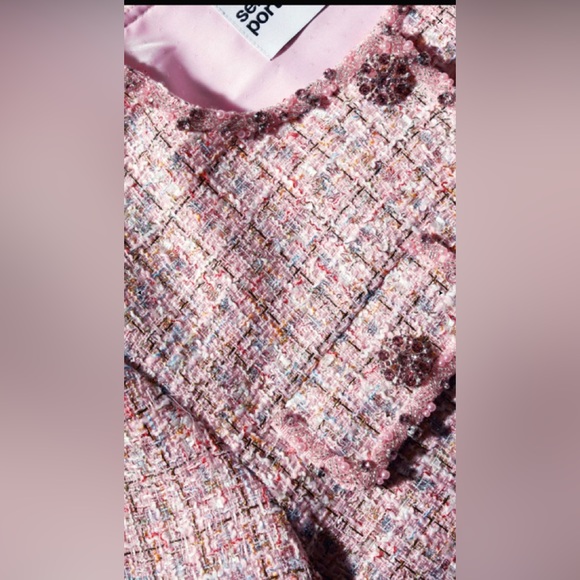 Self Portrait PINK BOUCLE CROP JACKET - Picture 3 of 6